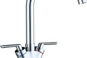 Kitchen Sink Mixer Taps Monobloc Swivel Spout Chrome Brass Dual Lever with Hoses (FREE POSTAGE)