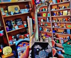 Antique Chinese enamelled opium pipe