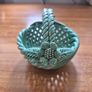 Vintage Ceramic Green Woven Basket with Flowers Image 3