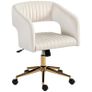 Rolling Desk Chair with Velvet-Effect Upholstery, Height-Adjustable Office Chair, Tilt Function, Cream White Image 3