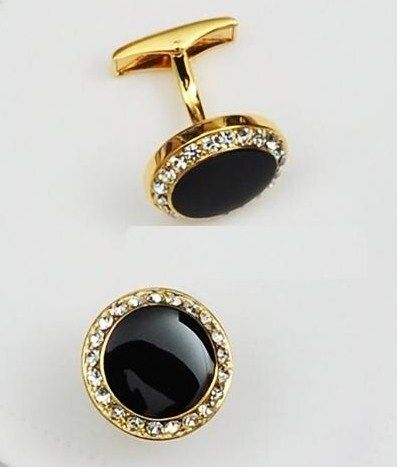 Gold Tone- Black Stone - Links For Men