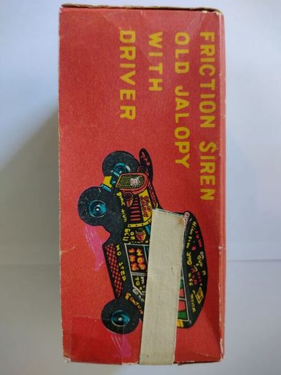 Line-Mar : Friction Siren Old Jalopy with Driver - Boxed (1940s - 1950s Rare)
