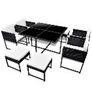 9 Piece Outdoor Dining Set with Cushions Poly Rattan Black Image 2