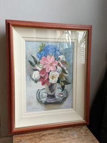 Hand painted oil  Floral Painting in Wooden Frame
