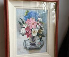 Hand painted oil  Floral Painting in Wooden Frame