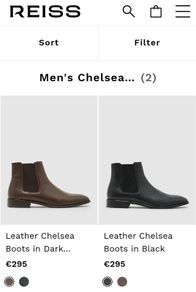 REISS Black leather Chelsea Boots Sz 41 Fit 7-8 UK - Rrp 295 (New)