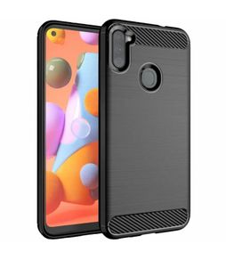Shockproof Case For Samsung GALAXY M11 Carbon Fibre Effect Back Cover