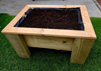 Handmade wooden planter box small for herbs or strawberries