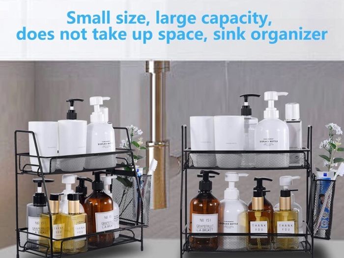 Countertop organizer for bathroom counter, the organizer for bedroom, spice rack organizer for kitchen counter shelf with small basket