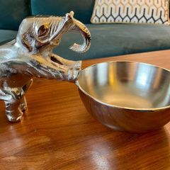 Quirky Silver Aluminium Elephant Themed Bowl