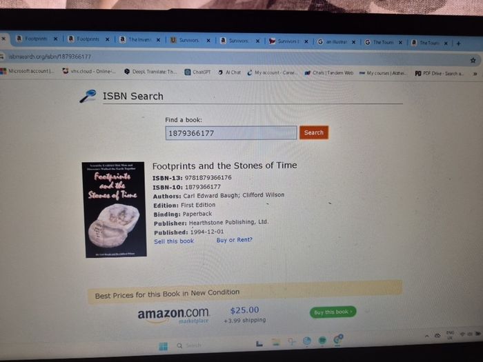Footprints and the Stones of Time. Dr Carl Baugh Dr Clifford Wilson. Archaeology. Dinosaurs.