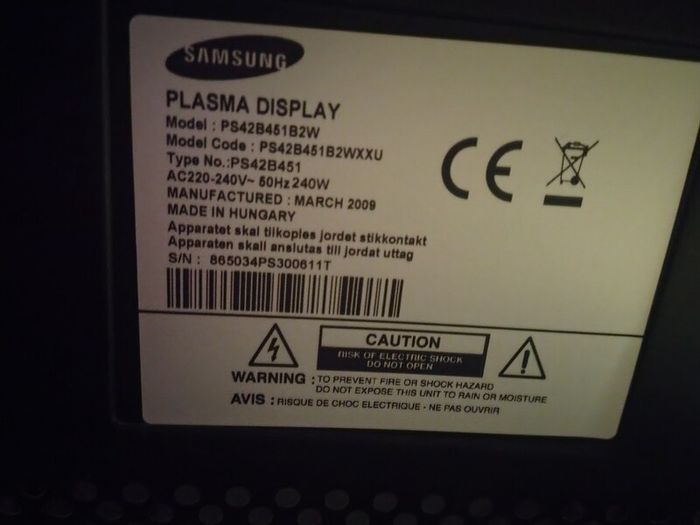 Samsung Plasma TV 42 inch
