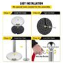 Retractable Silver Round Top Queue Control Barrier Posts Stands Security Stanchion Rope Divider with 1.5M Red Rope Crowd Control Barrier Silver Round top Column Image 6