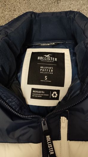 hollister men white blue red puffer winter jacket