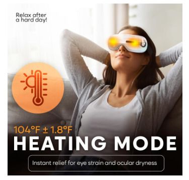 Adamson eye massager for migraine relief with Heat and Cooling for Migraines + Dry Eyes + Dark Circles | Rechargeable, Bluetooth Music + Improve Sleeping