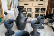 1970s Erin Stone ewer and 4 goblets