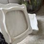 New French inspired ceramic lidded storage box in antique white. Image 5