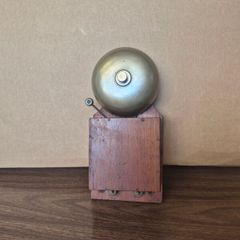 vintage wood-cased block bell or electric alarm bell