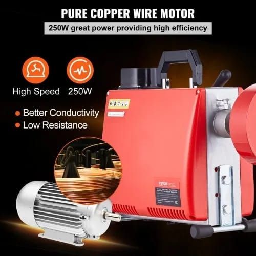 Drain Cleaner Machine 20m x 16mm 250W Sewer Snake Auger Manual Feed
