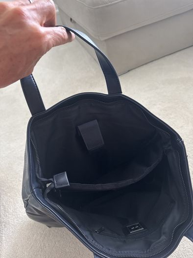 Navy leather tote bag