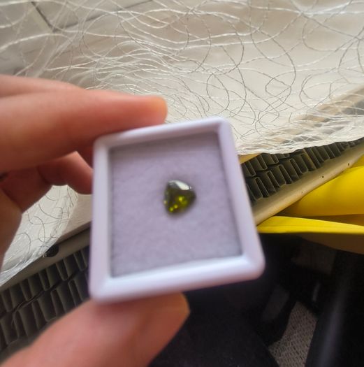 Loose lab created gem stone deep green Tourmaline triangle cut