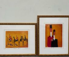 Pair of John Swindell Equestrian Art Prints , 2001, Matching Gilt Frames