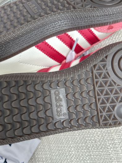 Raspberry Pink & White Lace Up Trainers, Samba Style UK Size 6