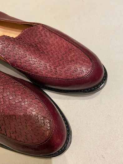women shoes burgundy loafers designer Esska size 5 Brand New