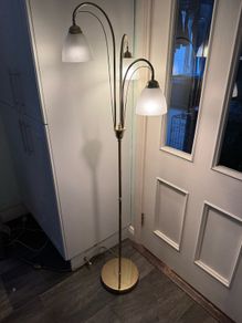 Retro 3-Light Arched Brass Floor Lamp