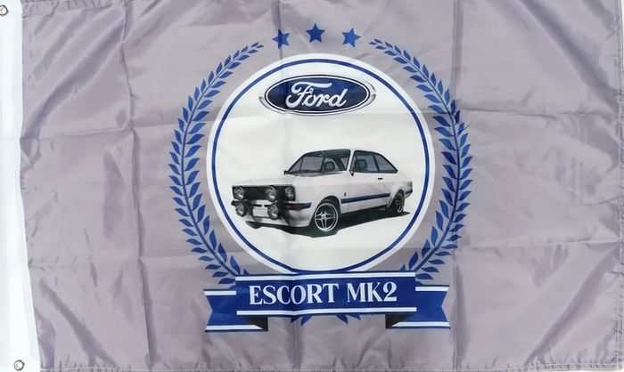 White Ford Escort Mk2 Flag.(stripe)
