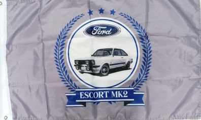 White Ford Escort Mk2 Flag.(stripe)