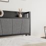 3ft Single Bed Frame with Storage Headboard,Heavy Duty Metal Upholstered Platform Bed Frame,Mattress Foundation/Strong Steel Slat Support/Under-bed Storage/Easy Assembly/Black Image 3