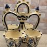 Vintage Hand Painted Ceramic Egg Carrier  Blue and White Floral Easter Table Image 4