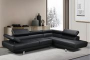 BIG DEAL Black leather 262cm Corner Chaise Sofa