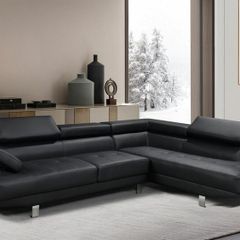 BIG DEAL Black leather 262cm Corner Chaise Sofa