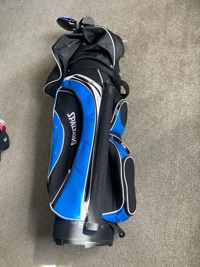 Spalding golf clubs and bag