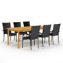 7 Piece Garden Dining Set Black Image 5