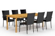 7 Piece Garden Dining Set Black