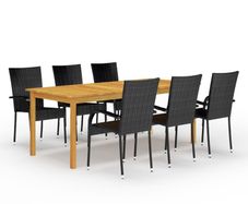 7 Piece Garden Dining Set Black
