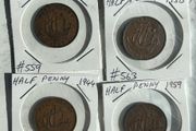 British Ship Halfpennies x 8 - 1942 to 1967 (dates below)