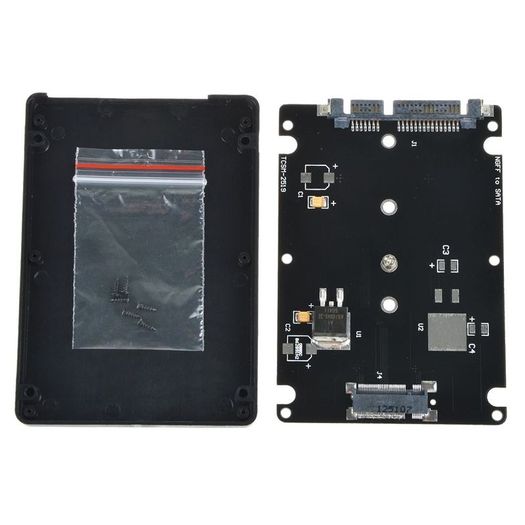 Black B key Socket 2 M.2 NGFF SATA SSD to 2.5 SATA Adapter Card with Case