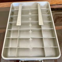 Vintage MCM Metal Frigidaire Double Quickube Aluminum 28 Ice Cube Tray Lift Handle