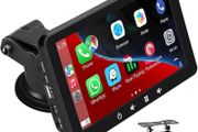 Portable Car Stereo,for Wireless Apple Carplay &amp; Android Auto,7 Inch 1080P HD Touch Screen Radio with BT 5.0, Mirror Link Support Truck RV Dash Mount (7 Inch + Camera