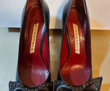 Chantal women's Italian leather high heel leaf bow stud shoes Fondo 832 size 4.5 UK & 6.5 UK