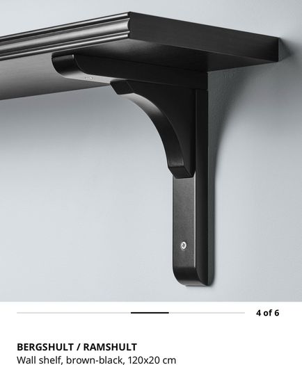 IKEA BERGSHULT / RAMSHULT - Wall Shelves with Brackets -  Black Brown
