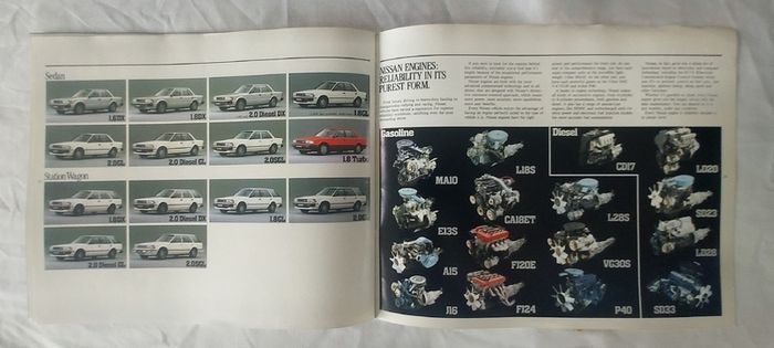 Vintage 1985 Nissan Bluebird Sales Brochure. Rare Automobilia