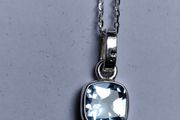 Silver Pendant with square cushion shaped natural Topaz Stone
