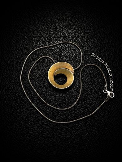 925 Vintage Sterling Silver Signed UK Modernist Spiral Pendant On Italian Chain