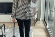 Mono Houndstooth Print Tweed Shacket