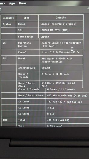 Lenovo ThinkPad e15 gen3  40Gb ram